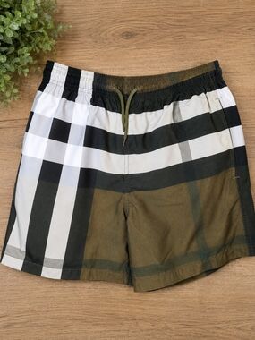 Burberry Men’s Green Plaid Check Swim Shorts L